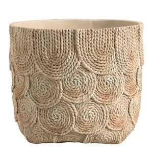 Blanc D'ivoire - Cache-pot osa en ciment crème - grand modèle - 31,5 x 31,5 x 26,5 cm - Taille Unique - Blanc
