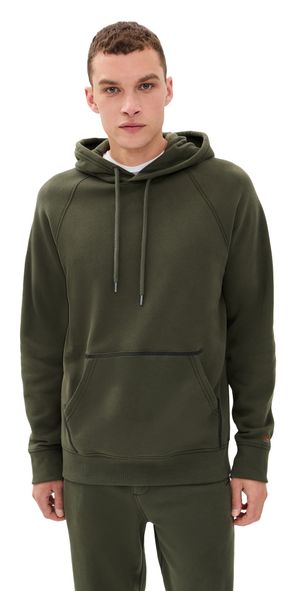 Faherty High Standard Fleece Hoodie Fall Evergreen L
