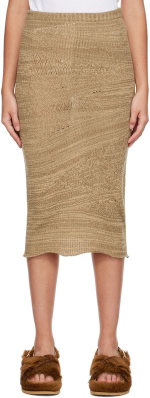 Acne Studios Beige Distorted Midi Skirt