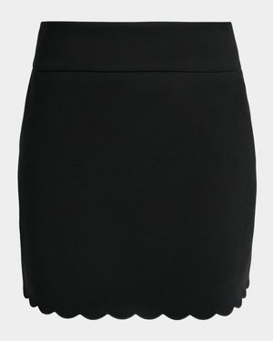 Scalloped Soft Cavalry Mini Skirt