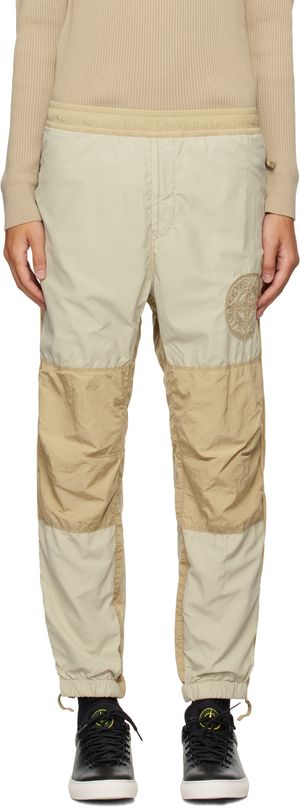 Stone Island Beige Brushed Nylon Sweatpants