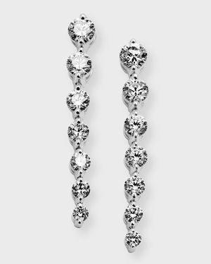 18K White Gold Graduated Diamond Drop Earrings, 2.9tcw, 1.5"L / 0.2"W