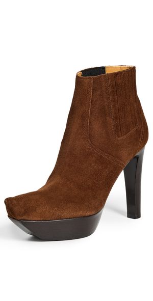R13 Pointy Toe Platform Heel Boots Brown Suede 36