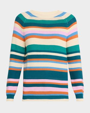 Linz Striped Raglan-Sleeve Sweater