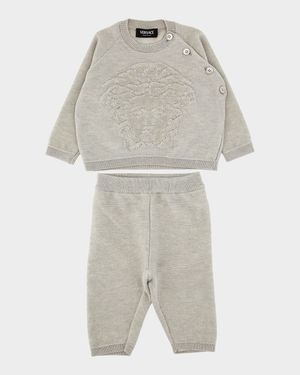 Boy's Embroidered Medusa Knit Top & Pants Set, Size 3M-18M