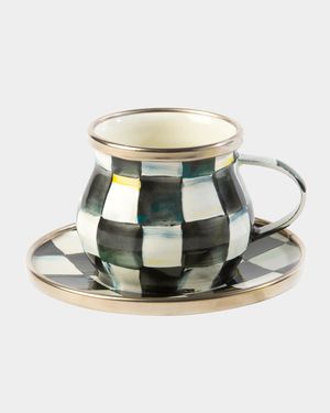 Courtly Check Enamel Espresso Cup & Saucer Set
