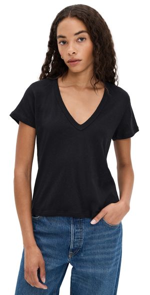 Leset Laura V Neck Tee Black S