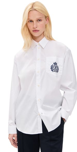 Sporty & Rich NY Crest Oversized Shirt White XS