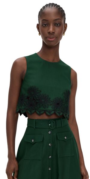 SALONI Beth Crop Top Pine Green/Daisy 2