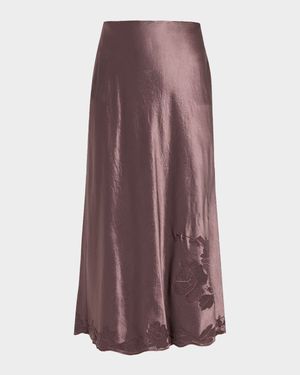 Embroidered Satin Slip Skirt