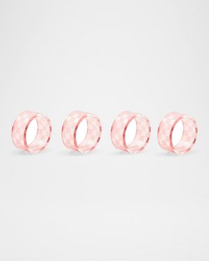 Pink Check Napkin Rings, Set of 4