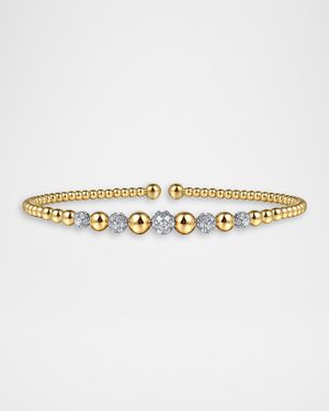 14K Yellow and White Gold Bujukan Diamond Stations Bangle