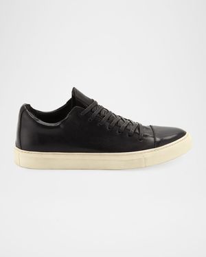 Men's Reed Leather Low-Top Sneakers, Black