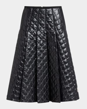 Pleated Down Midi Skirt
