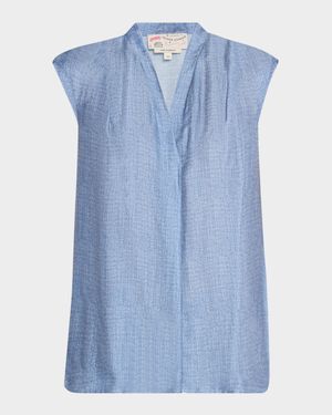 V-Neck Sleeveless Silk Blouse