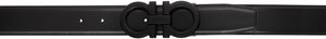 Ferragamo Black & Navy Adjustable Gancini Reversible Belt