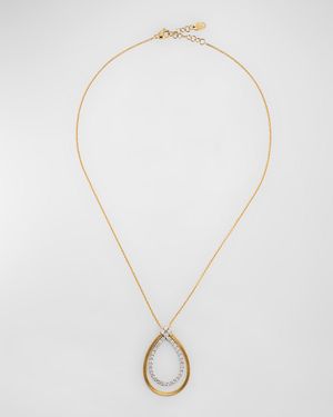 18K Yellow Gold Coil Drop Pendant Necklace with Diamonds