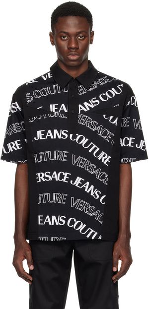 Versace Jeans Couture Black Logowave Polo