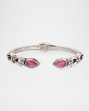 Ivy Rock Crystal, Strawberry Quartz and MOP Triplet Cuff Bracelet