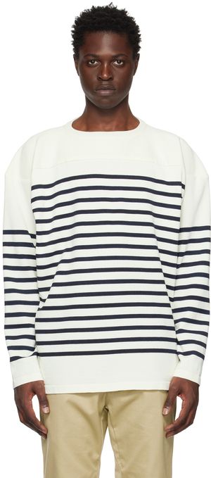 nanamica Pull blanc à rayures