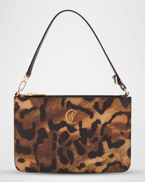Loubi54 Flat Pouch Bag in Bengal-Print Leather