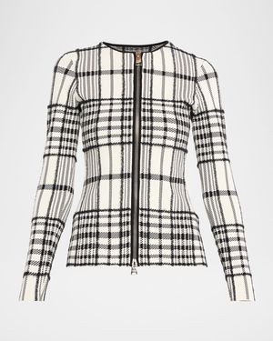 Greer Check Zip Cardigan