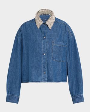 My Ex Denim Shirt with Crystal Collar