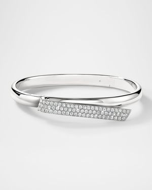 18K White Gold Inside Out Diamond Flip Bangle Bracelet