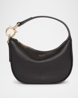 Smile Grainy Leather Top-Handle Bag