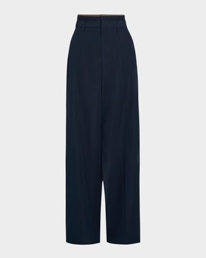 High-Rise Rib-Trim Trousers
