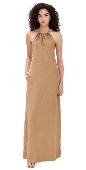 Nili Lotan Lelia Halterneck Dress Khaki L
