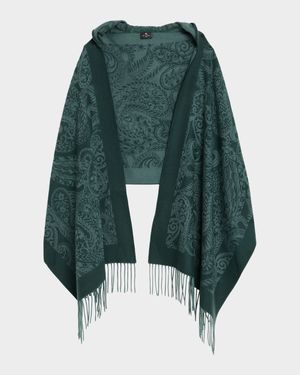 Hooded Paisley Wool Scarf