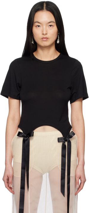 Simone Rocha Black Bow Tail Easy T-shirt