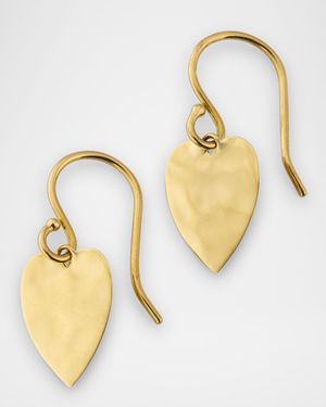 Classico Crinkle Mini Heart Shape Drop Earrings in 18K Gold