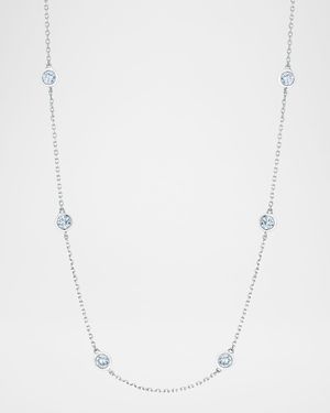 Platinum Handmade Diamond Station Chain Necklace, 16"L, 0.80tcw