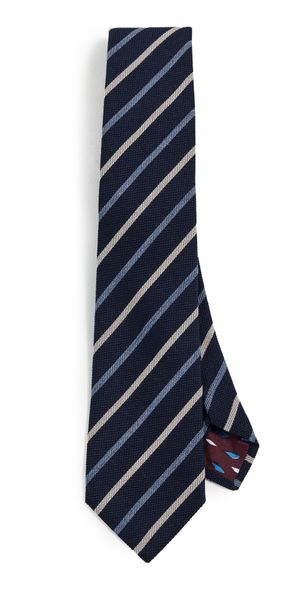 Paul Smith Wool Stripe Tie Dark Navy 8