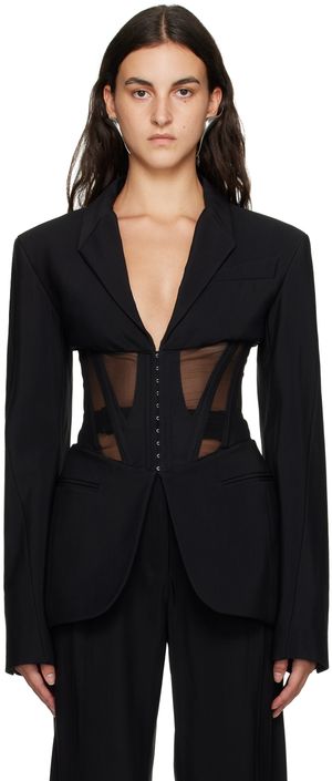Mugler Black Semi-Sheer Blazer