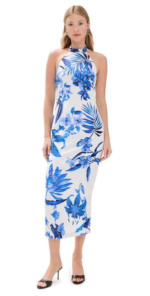 ROCOCO SAND Midi Dress White Blue XL