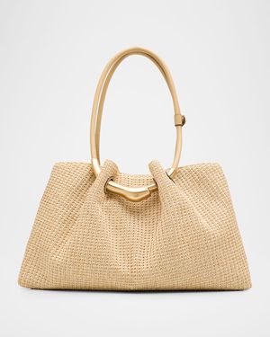 Asa Pleated Woven Satchel Shoulder Bag