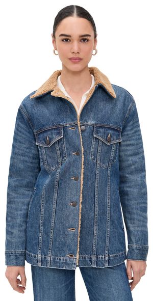 Veronica Beard Jean Donna Jacket with Sherpa Lining City Lights S
