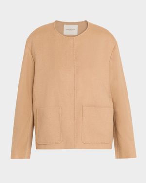 Snap-Front Camel Hair Jacket