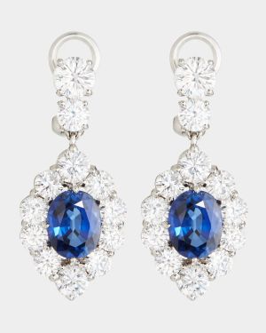 Lab Grown Sapphire Oval Drop Earrings