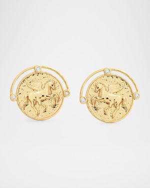 Pegasus Coin Stud Earrings