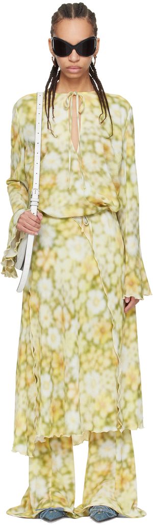 Acne Studios Robe midi cache-cœur verte