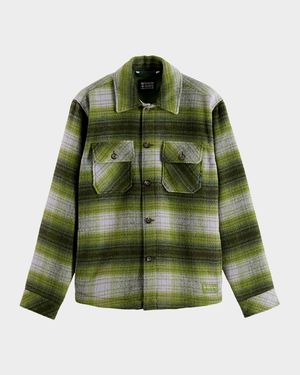 Men's Check Wool-Blend Overshirt