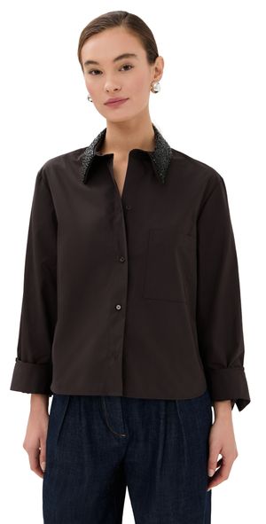 TWP Dude Shirt with Crystal Collar Chocolate XS/S