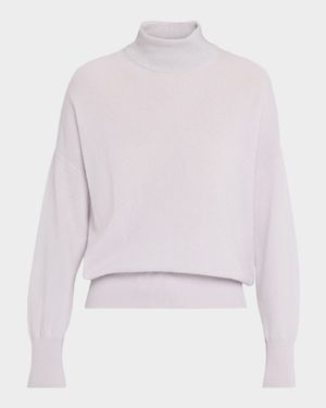 Metallic Cashmere Mock-Neck Sweater