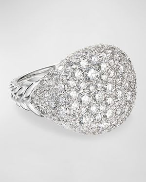 Chevron Pave Diamond Pinky Ring in 18k White Gold