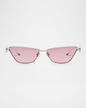 V-Logo Titanium Cat-Eye Sunglasses