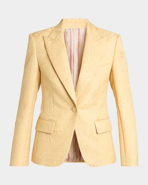 Paisley Jacquard Fitted Blazer